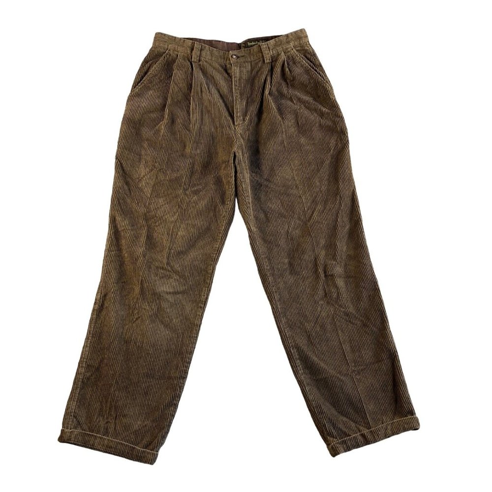 Vintage Timberland Corduroy Pants Mens 35 Khaki Chino Pleated Relaxed Straight‎